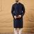 Men blue viscose rayon solid embroidered straight kurta