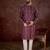 Men purple silk blend striped printed straight kurta with trouser