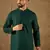 Men green viscose rayon solid embroidered straight kurta