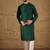 Men green viscose rayon solid embroidered straight kurta
