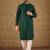 Men green viscose rayon solid embroidered straight kurta