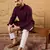 Men purple viscose rayon solid embroidered straight kurta