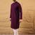 Men purple viscose rayon solid embroidered straight kurta