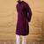 Men purple viscose rayon solid embroidered straight kurta