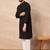 Men black viscose rayon solid embroidered straight kurta