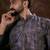 Men violet silk blend abstract printed straight kurta with trouser
