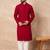 Men maroon viscose rayon solid embroidered straight kurta