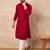 Men maroon viscose rayon solid embroidered straight kurta