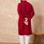 Men maroon viscose rayon solid embroidered straight kurta
