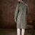 Men olive silk blend floral printed straight kurta with trouser