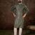 Men olive silk blend floral printed straight kurta with trouser
