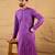 Men purple cotton solid embroidered straight kurta