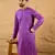 Men purple cotton solid embroidered straight kurta