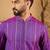 Men purple cotton solid embroidered straight kurta