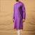 Men purple cotton solid embroidered straight kurta
