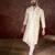 Men off white silk blend floral printed straight kurta with trouser