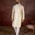 Men off white silk blend floral printed straight kurta with trouser