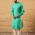 Men turquoise blue cotton solid embroidered straight kurta