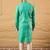 Men turquoise blue cotton solid embroidered straight kurta
