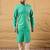 Men turquoise blue cotton solid embroidered straight kurta