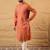 Mens orange cotton solid embroidered sequins straight kurta