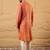 Mens orange cotton solid embroidered sequins straight kurta