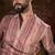 Men mauve silk blend floral printed straight kurta with trouser
