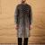 Men black georgette solid embroidered straight kurta