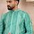 Men green silk blend floral printed straight kurta with trouser