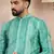 Men green silk blend floral printed straight kurta with trouser