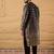 Men black georgette solid embroidered straight kurta