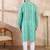 Men green silk blend floral printed straight kurta with trouser