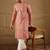Men pink viscose rayon solid embroidered straight kurta