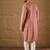 Men pink viscose rayon solid embroidered straight kurta