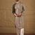 Men grey viscose rayon solid embroidered straight kurta