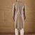 Men grey viscose rayon solid embroidered straight kurta