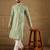 Men green viscose rayon solid embroidered straight kurta