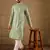 Men green viscose rayon solid embroidered straight kurta