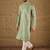 Men green viscose rayon solid embroidered straight kurta