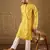 Men yellow viscose rayon solid embroidered straight kurta