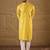 Men yellow viscose rayon solid embroidered straight kurta