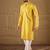 Men yellow viscose rayon solid embroidered straight kurta