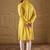 Men yellow viscose rayon solid embroidered straight kurta
