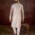 Men white silk blend ethnic motifs printed straight kurta with trouser