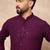 Men purple viscose rayon solid embroidered straight kurta