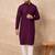 Men purple viscose rayon solid embroidered straight kurta