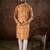 Men mustard silk blend ethnic motifs printed straight kurta with trouser