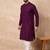 Men purple viscose rayon solid embroidered straight kurta