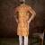 Men mustard silk blend ethnic motifs printed straight kurta with trouser