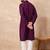 Men purple viscose rayon solid embroidered straight kurta